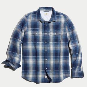 NWOT Marine Layer Lyon Overshirt Blue Plaid Flannel Men Soft Comfy